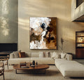 Rustic Rhythm-Warm Brown Flowing Block Surface Thick Coated Abstract Texture Wall Art