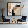 Modern Contrast -Hand drawn Abstract Geometry Modern Texture Oil Painting Wall Art