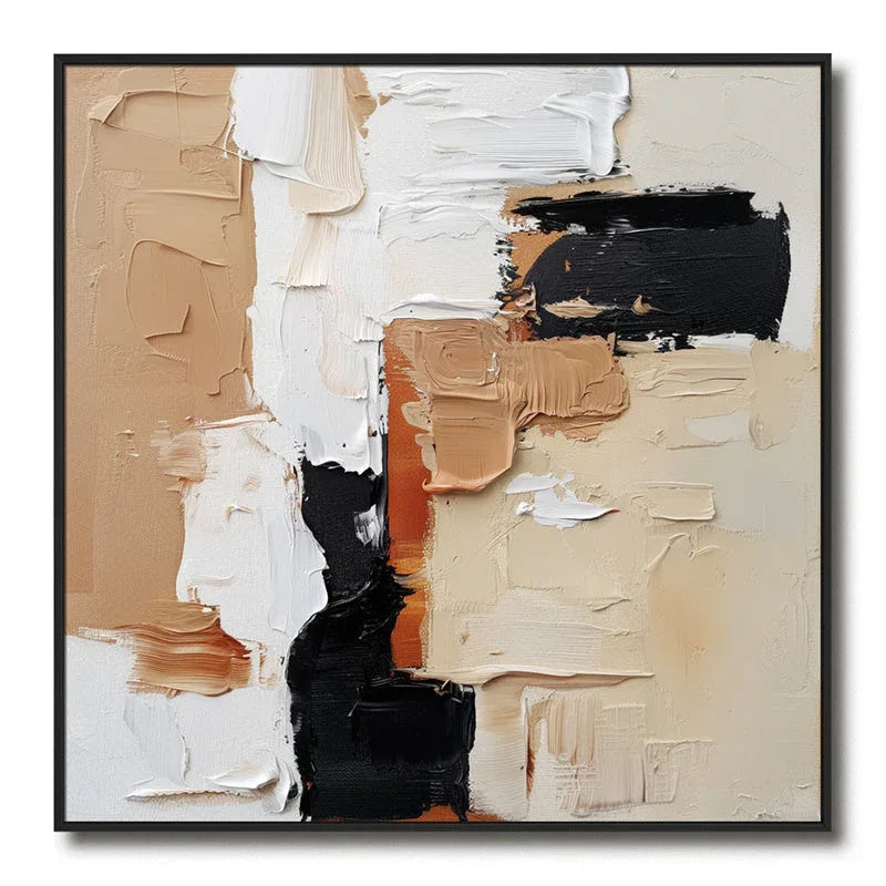 Modern Contrast -Hand drawn Abstract Geometry Modern Texture Oil Painting Wall Art