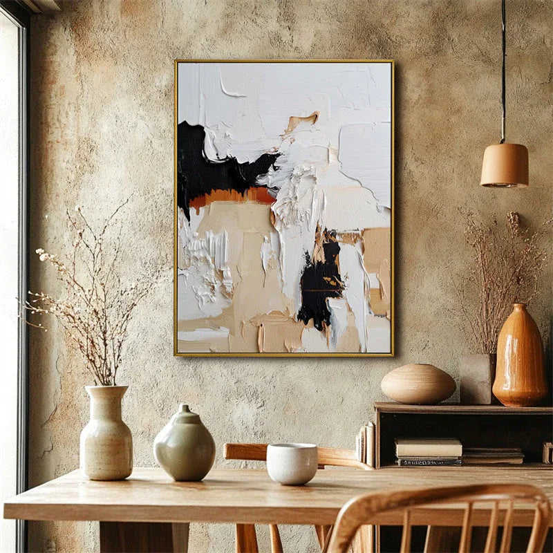 Fragmented Whispers -Broken and Reassembled Block Texture Oil Painting for Modern Living Room or Bedroom Decoration