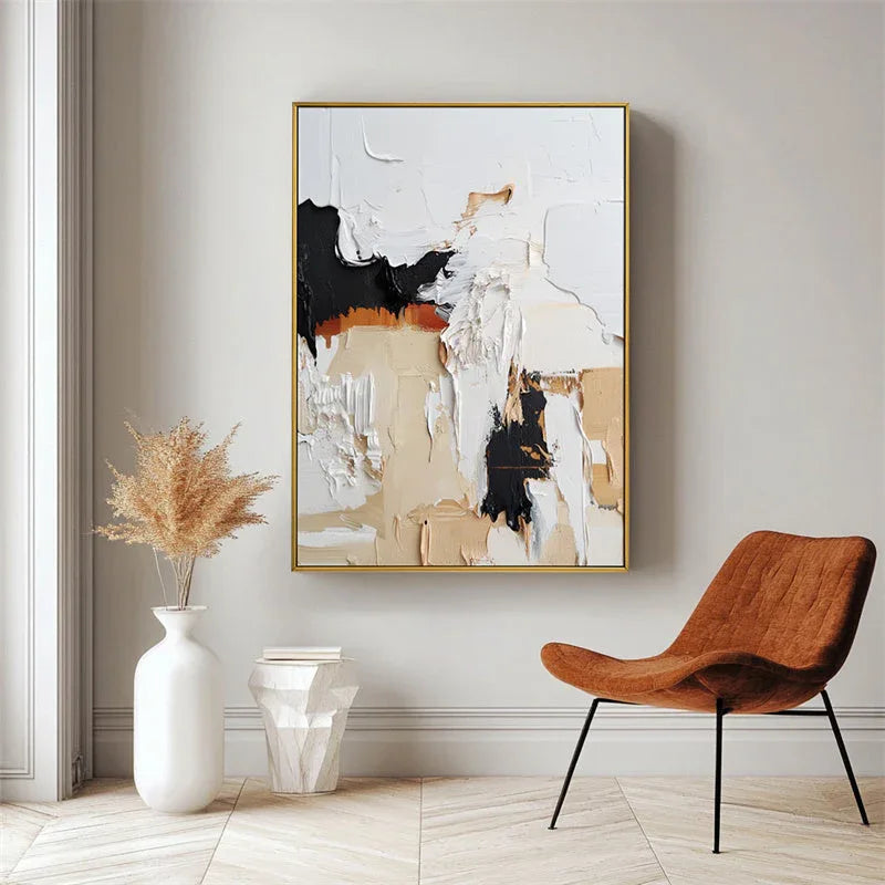 Fragmented Whispers -Broken and Reassembled Block Texture Oil Painting for Modern Living Room or Bedroom Decoration