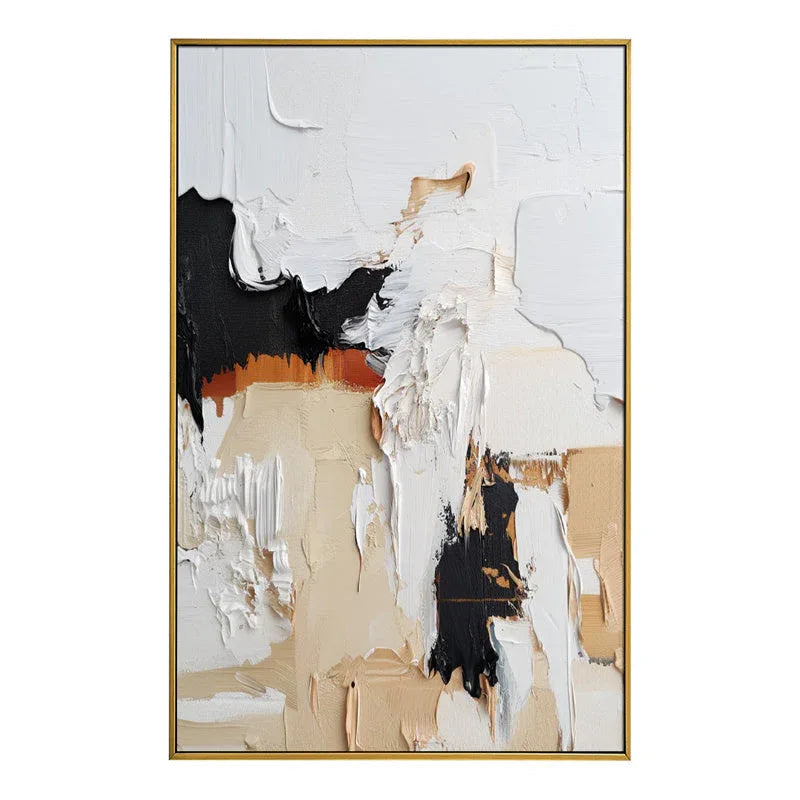 Fragmented Whispers -Broken and Reassembled Block Texture Oil Painting for Modern Living Room or Bedroom Decoration