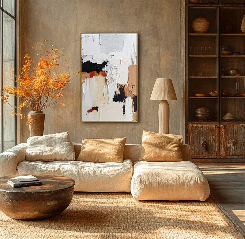 Abstract Symphony - Minimalist Color Blocking Abstract Hand-Painted Oil Painting Wall Art