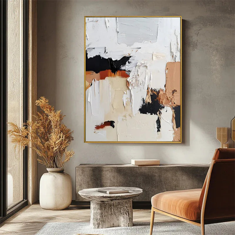 Abstract Symphony - Minimalist Color Blocking Abstract Hand-Painted Oil Painting Wall Art