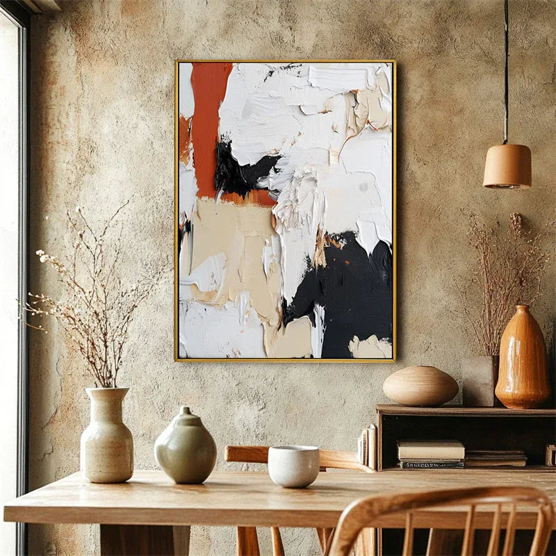 Rustic Harmony-Thick Textured Wall Art With Abstract Color Blocks