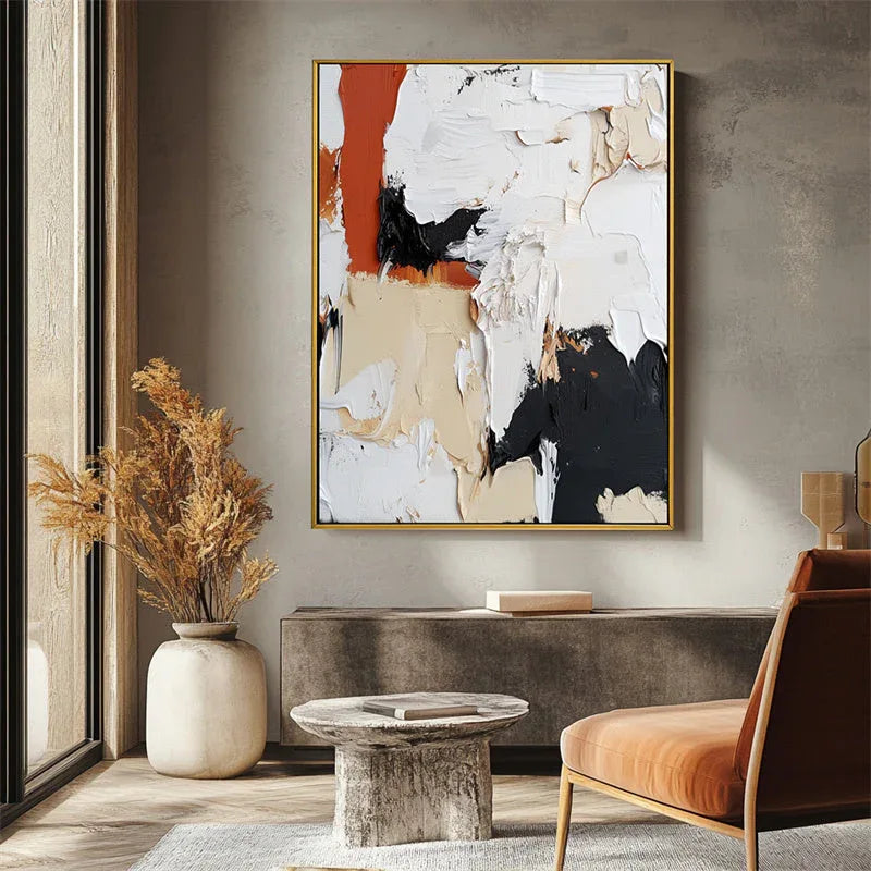 Rustic Harmony-Thick Textured Wall Art With Abstract Color Blocks