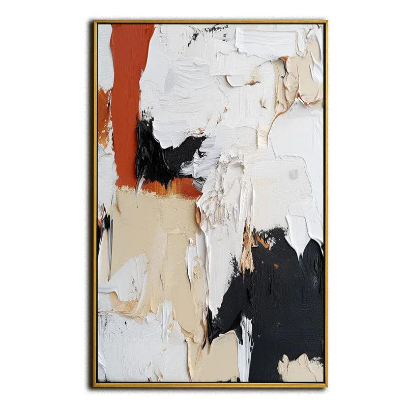 Rustic Harmony-Thick Textured Wall Art With Abstract Color Blocks