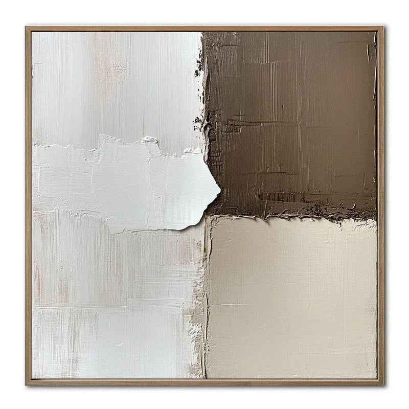 Muted Harmony-Modern Minimalist Earth Tone Geometric Splicing Thick Textured Wall Art