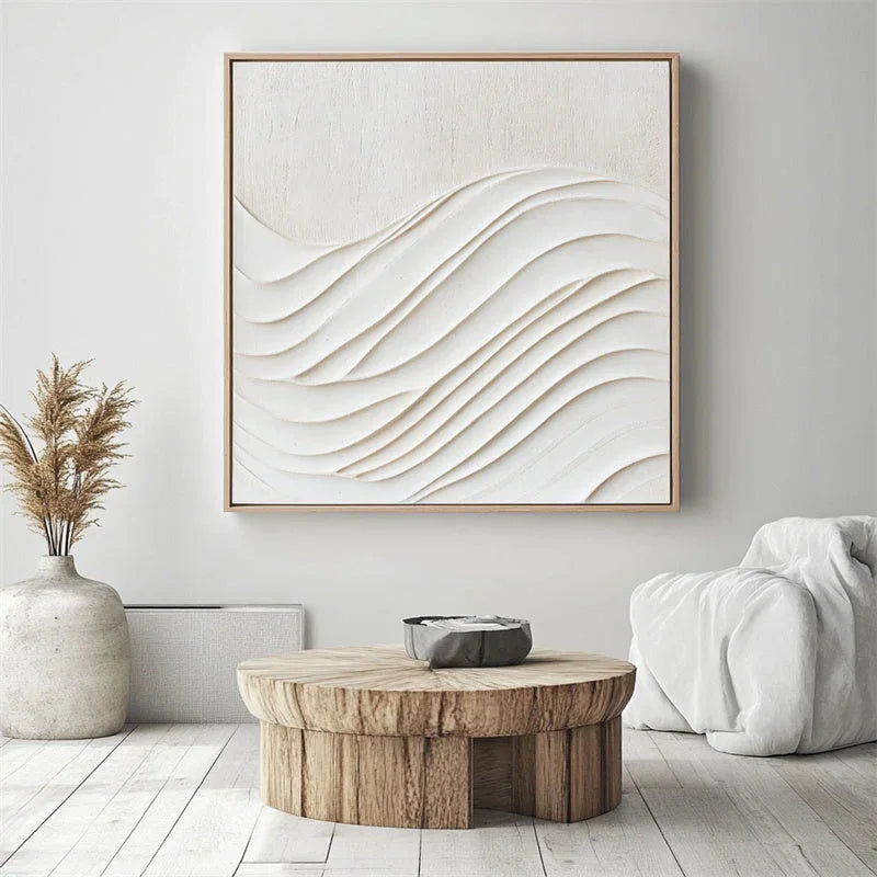 Serene Flow-Wabi Sabi Style Three-Dimensional Wave Texture Abstract Wall Art