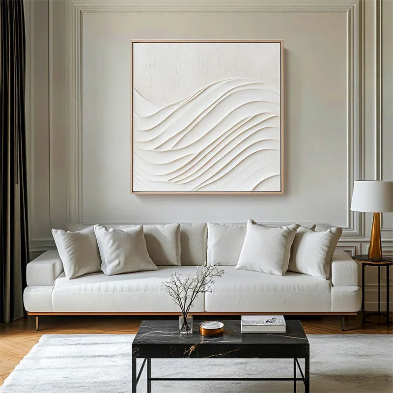 Serene Flow-Wabi Sabi Style Three-Dimensional Wave Texture Abstract Wall Art