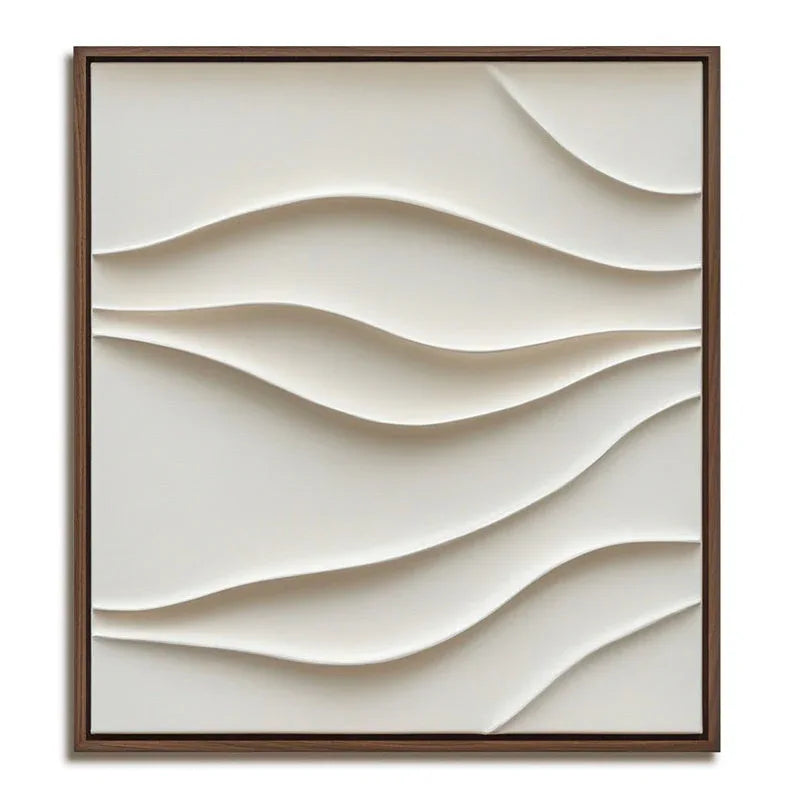 Ethereal Waves-Minimalist Style Soft White Wave Pattern Three-Dimensional Texture Wall Art