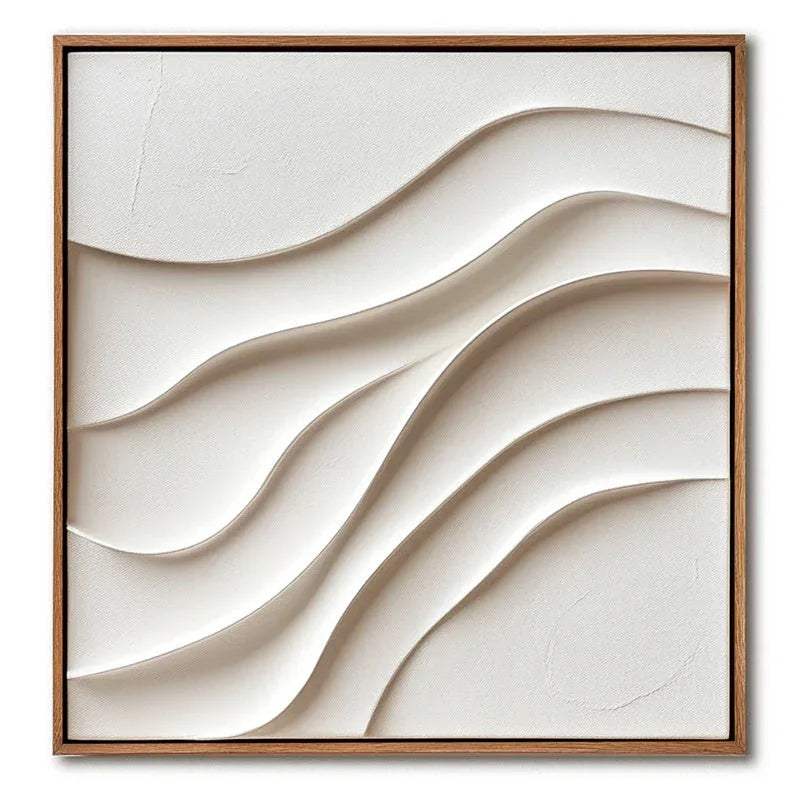 Serene Waveform-Minimalist Vertical Three-Dimensional Water Ripple Wabi Sabi Style Textured Wall Art