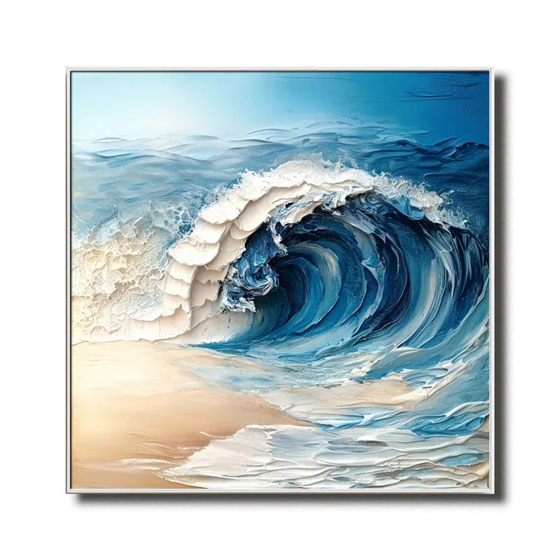 Ocean's Symphony-The Art of Three Dimensional Thick Coating Wave Beach Abstract Texture Wall in Modern Home Design