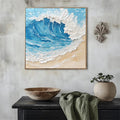 Ocean Surge-3D Natural Wind Texture Blue and White Wave Wall Art in Interior Design