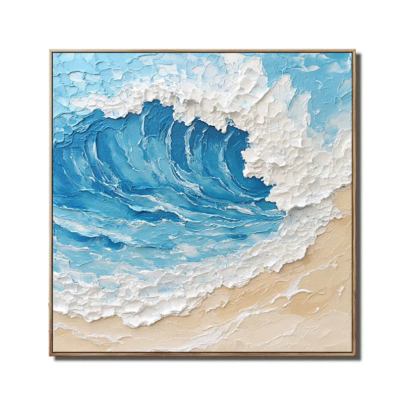 Ocean Surge-3D Natural Wind Texture Blue and White Wave Wall Art in Interior Design