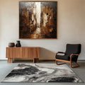 Golden Abstract Cityscape Art-Vertical Street and Lane Stacking Abstract Texture Wall Art#AB10095