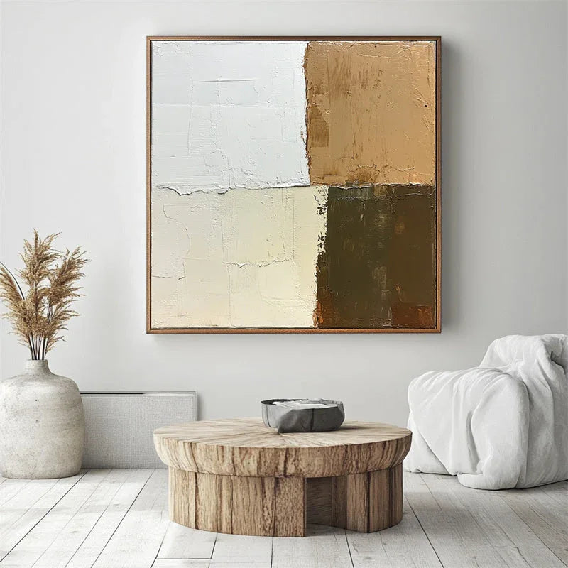 Earthly Harmony – Modern Minimalist Hand Drawn Four Zone Color Block Texture Wall Art