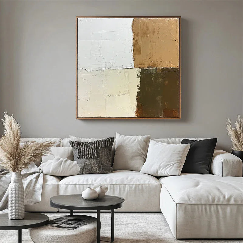 Earthly Harmony – Modern Minimalist Hand Drawn Four Zone Color Block Texture Wall Art