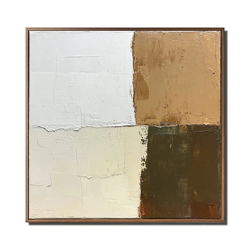 Earthly Harmony – Modern Minimalist Hand Drawn Four Zone Color Block Texture Wall Art