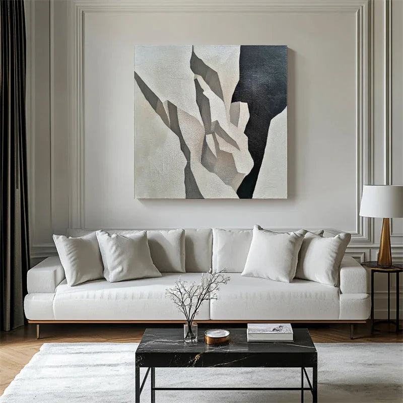 Fractured Elegance-3D Fragmented Block Surface Abstract Texture Oil Painting Wall Art