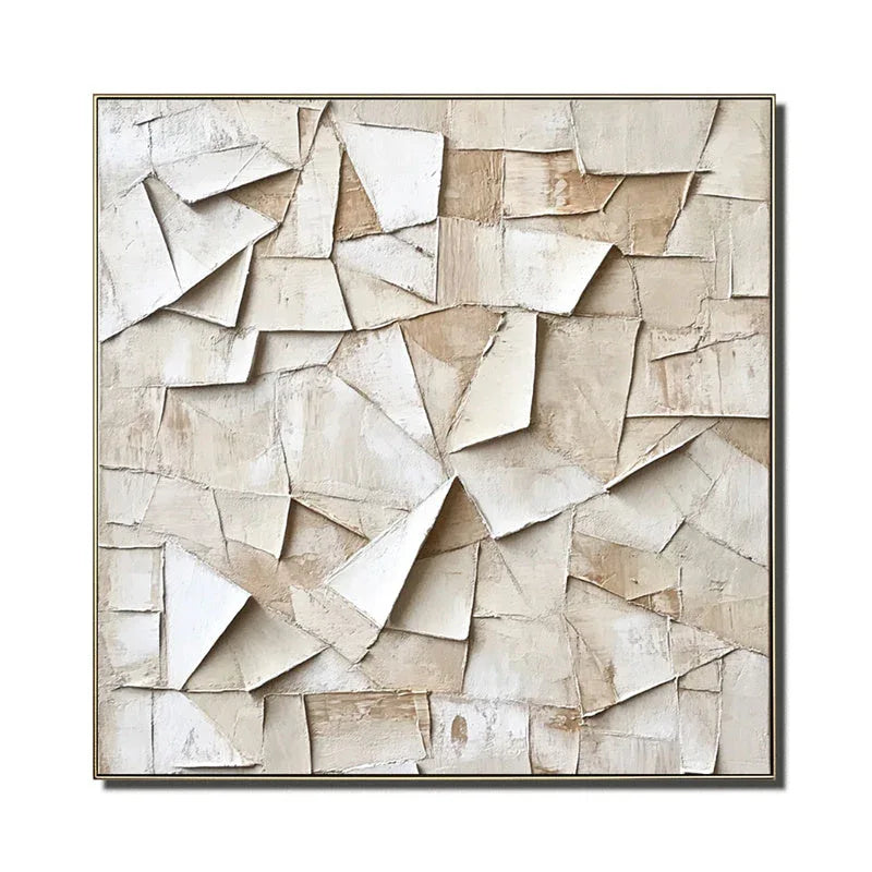 Fragmented Layers – 3D Abstract Retro Layered Fragmented Texture Oil Painting Wall Art