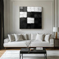 Monochrome Mosaic - Abstract Wall Art of Geometric Stereoscopic Black and White Grid