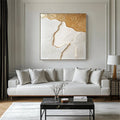 Golden Tide – Modern Minimalist Gold and White Flowing Relief Abstract Wall Art