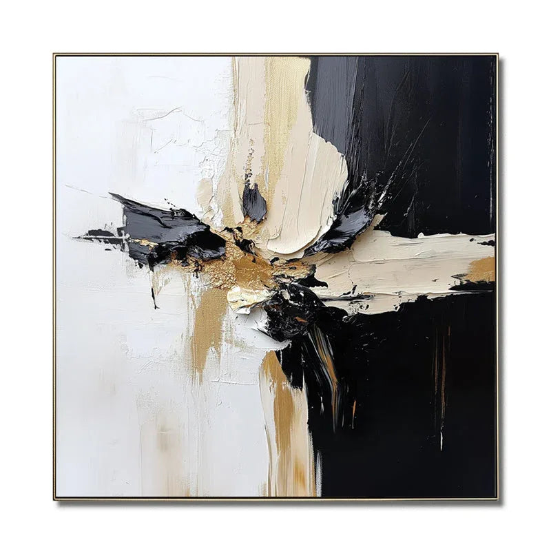 Crossroads of Expression-Three Color Interlaced Texture Abstract Oil Painting Wall Art for Modern Living Room or Bedroom Decoration