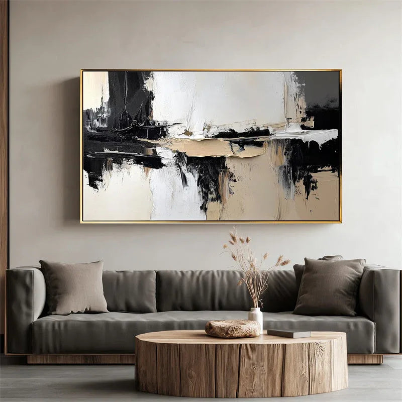 Earthbound Echoes Canvas-Minimalist Style Tri Color Abstract Block Texture Wall Art