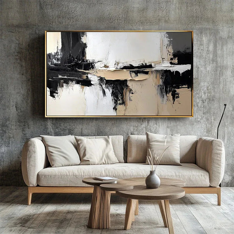 Earthbound Echoes Canvas-Minimalist Style Tri Color Abstract Block Texture Wall Art