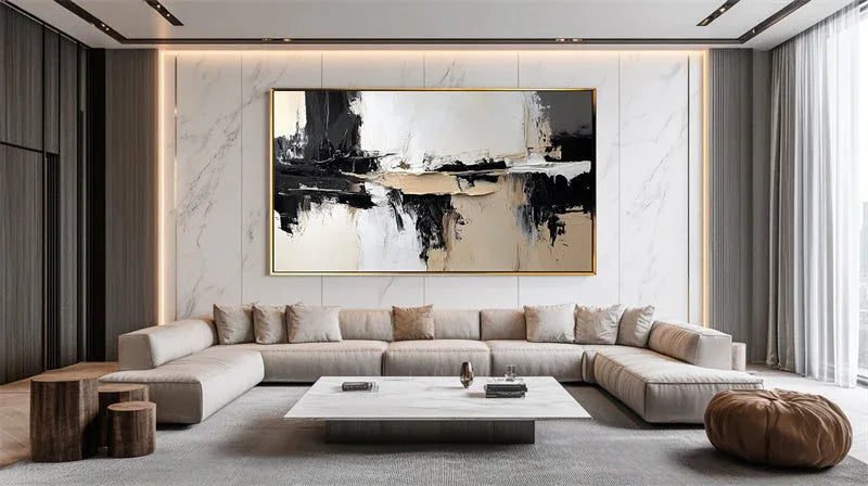 Earthbound Echoes Canvas-Minimalist Style Tri Color Abstract Block Texture Wall Art