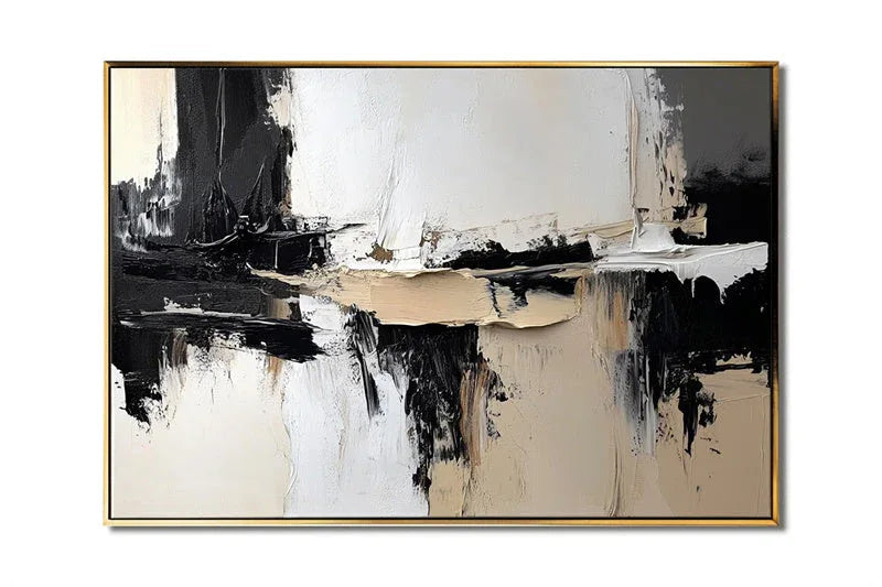 Earthbound Echoes Canvas-Minimalist Style Tri Color Abstract Block Texture Wall Art