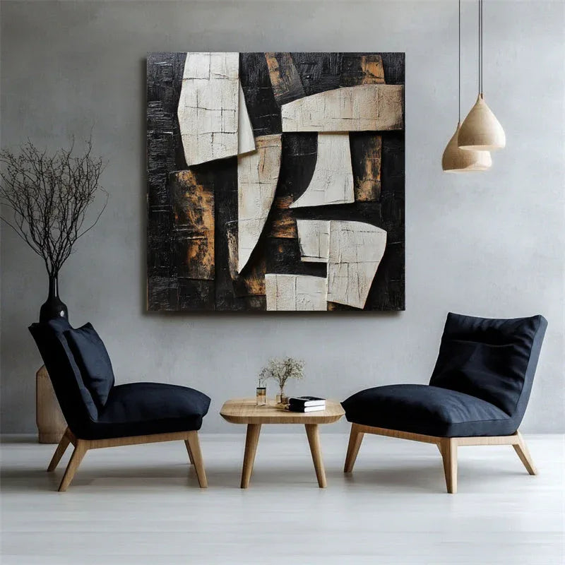 Fragments of Elegance-Modern Minimalist 3D Geometric Block Abstract Texture Wall Art