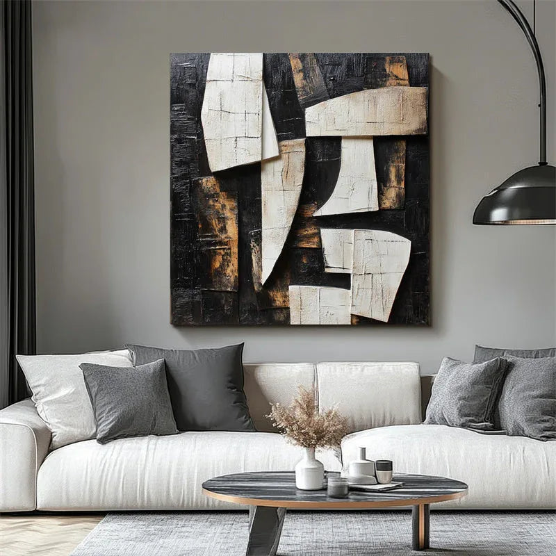 Fragments of Elegance-Modern Minimalist 3D Geometric Block Abstract Texture Wall Art
