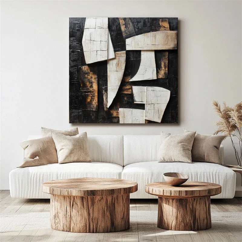 Fragments of Elegance-Modern Minimalist 3D Geometric Block Abstract Texture Wall Art