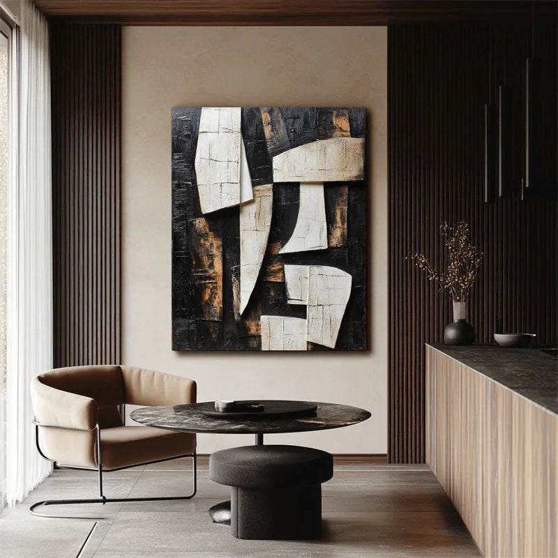 Fragments of Elegance-Modern Minimalist 3D Geometric Block Abstract Texture Wall Art
