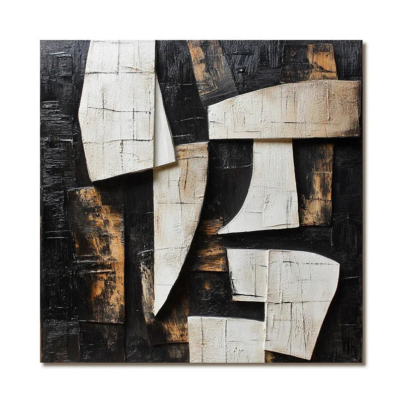 Fragments of Elegance-Modern Minimalist 3D Geometric Block Abstract Texture Wall Art