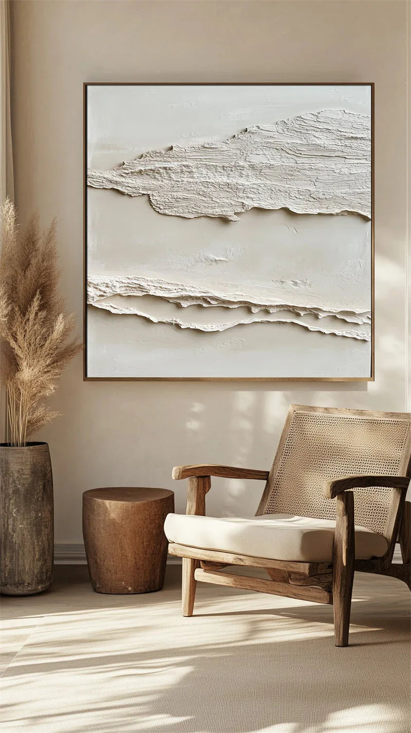 Layered Tranquility Diptych-Modern Minimalist Double Layered Texture Wall Art