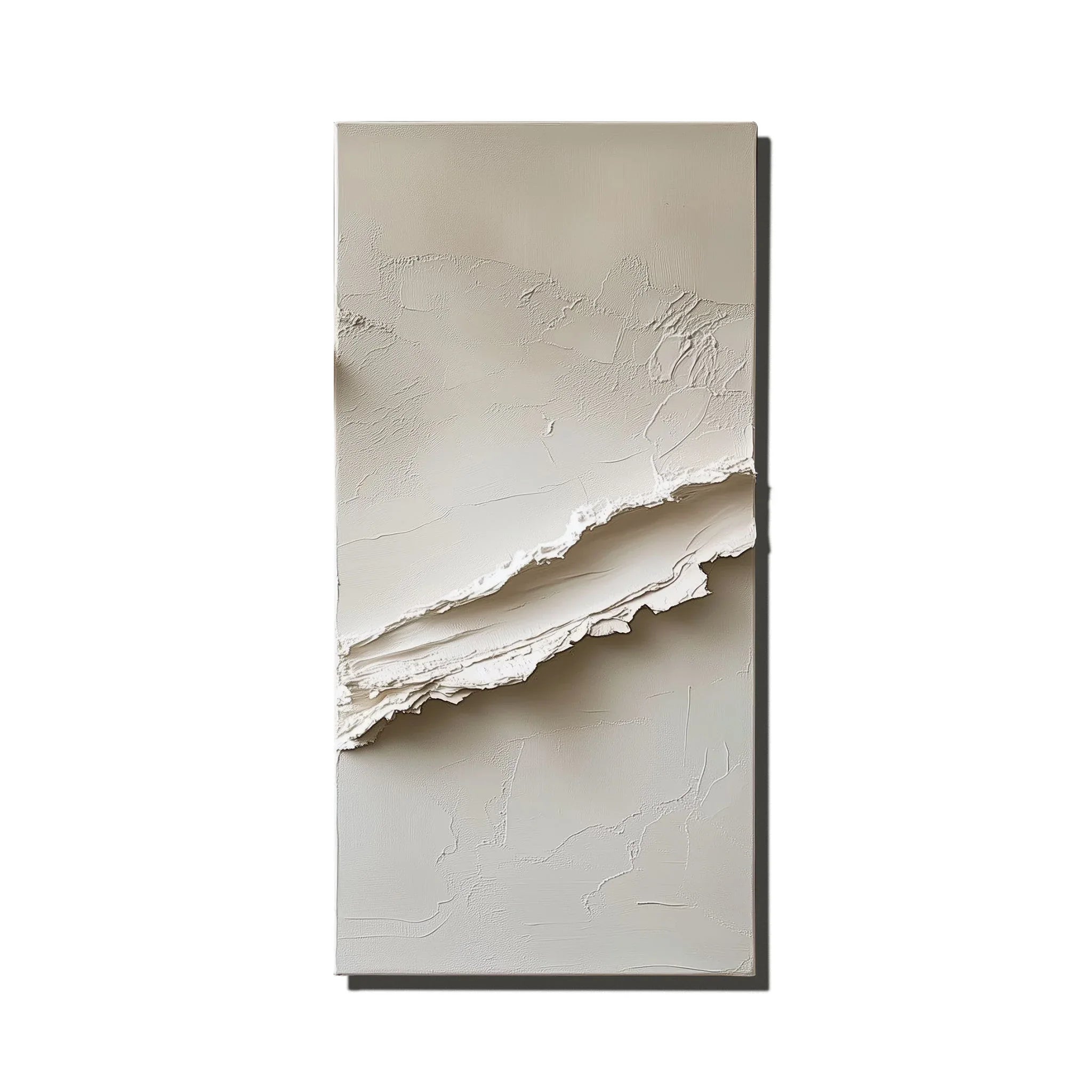 Minimalist Dual Wall Panels-Modern Minimalist Vertical Oil Painting Wall Art Featuring Earthy Pleated Texture
