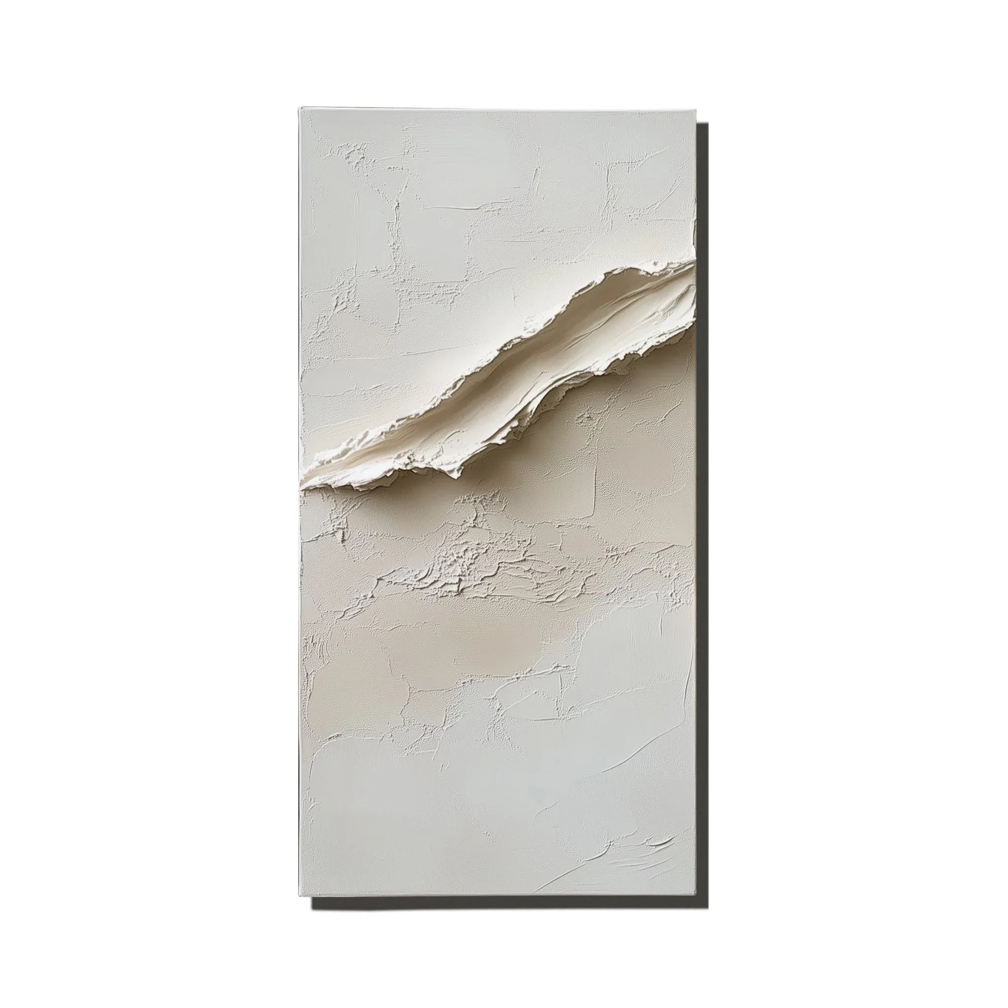 Minimalist Dual Wall Panels-Modern Minimalist Vertical Oil Painting Wall Art Featuring Earthy Pleated Texture