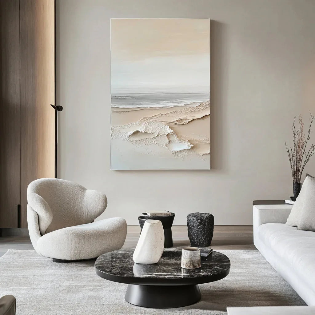 Ethereal Horizons Canvas Set-Dual Vertical Coastal Three-Dimensional Texture Wall Art