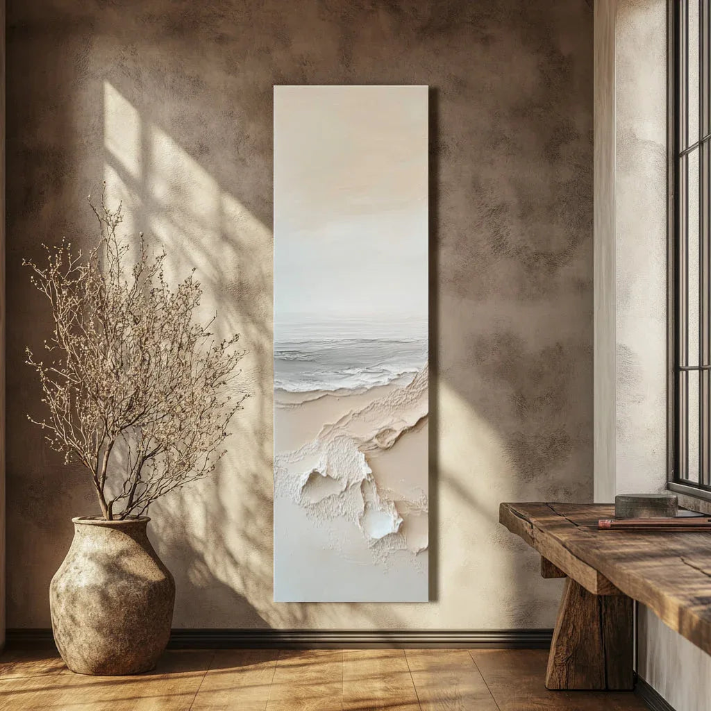 Ethereal Horizons Canvas Set-Dual Vertical Coastal Three-Dimensional Texture Wall Art