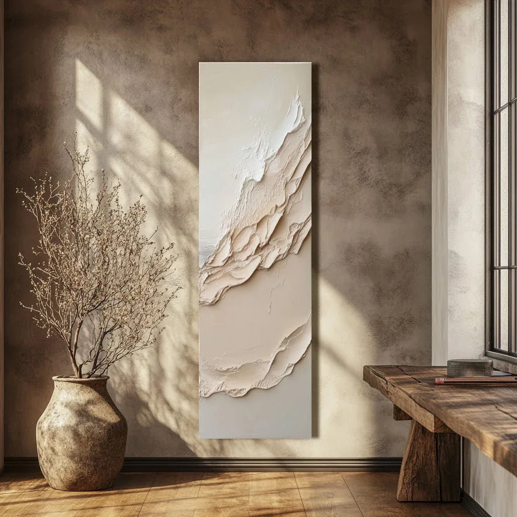 Ethereal Horizons Canvas Set-Dual Vertical Coastal Three-Dimensional Texture Wall Art
