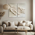 Serene Layers Diptych Canvas-Abstract Wall Art of Double Vertical Frame Earth Sand Dune Texture