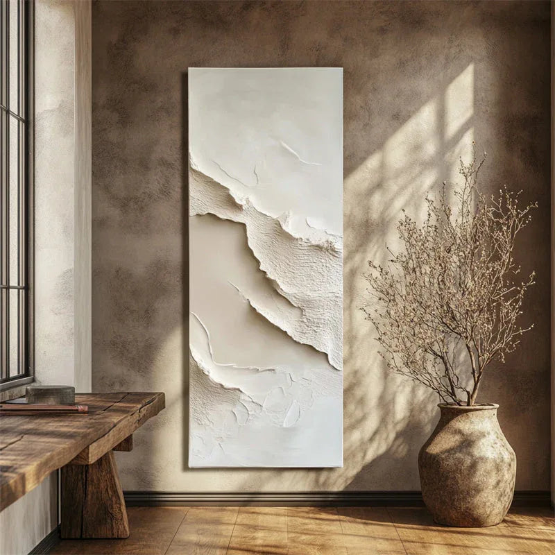 Serene Layers Diptych Canvas-Abstract Wall Art of Double Vertical Frame Earth Sand Dune Texture