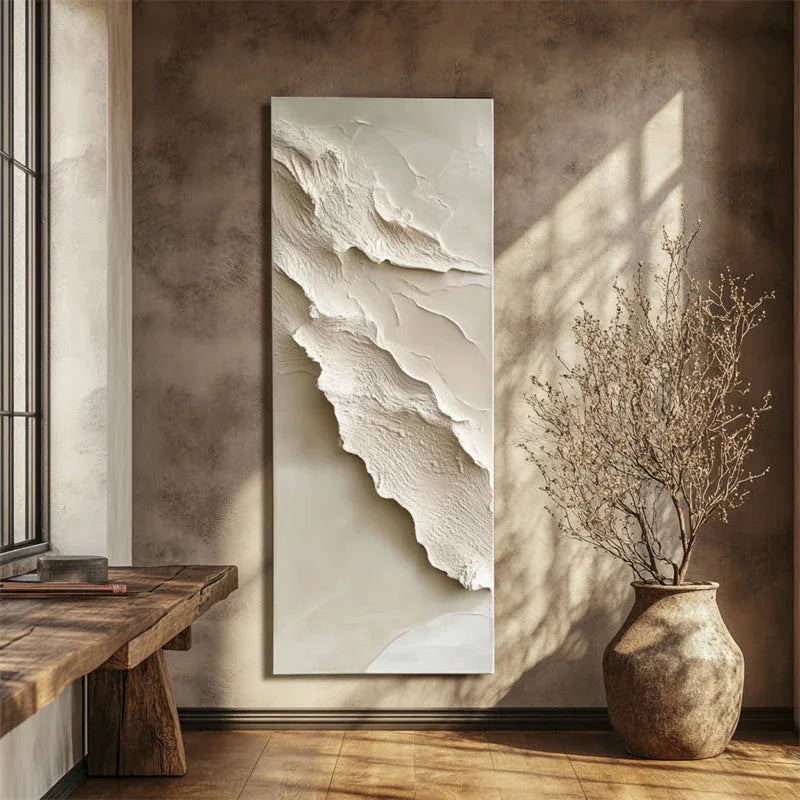 Serene Layers Diptych Canvas-Abstract Wall Art of Double Vertical Frame Earth Sand Dune Texture