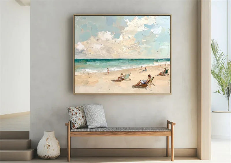Coastal Reverie-Texture Wall Art of Hand Drawn Minimalist Seaside Vacation