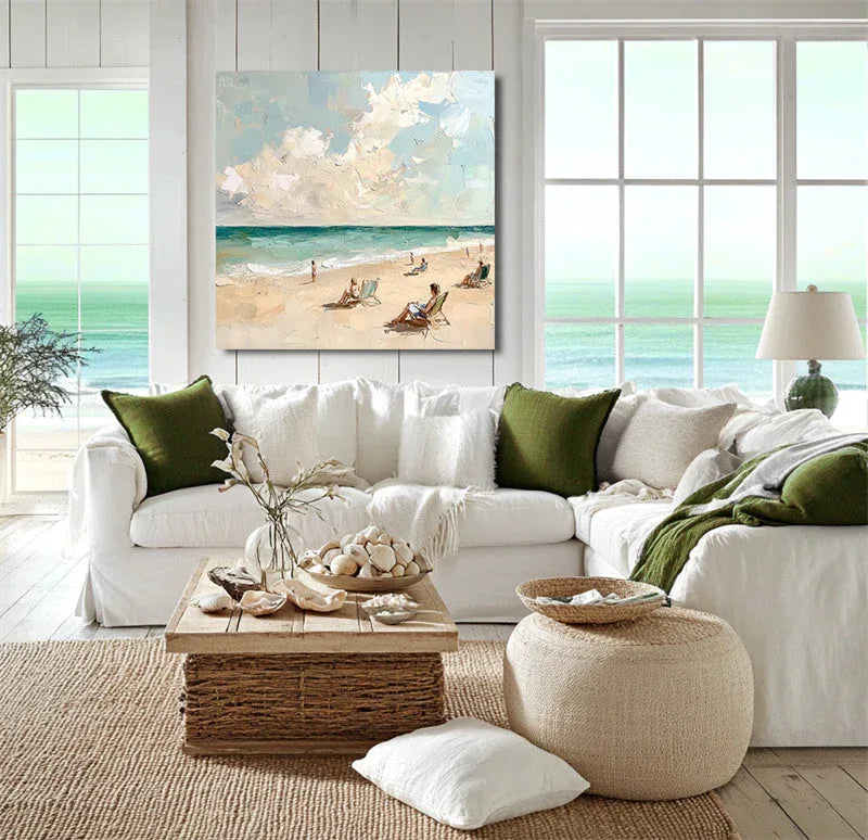 Coastal Reverie-Texture Wall Art of Hand Drawn Minimalist Seaside Vacation