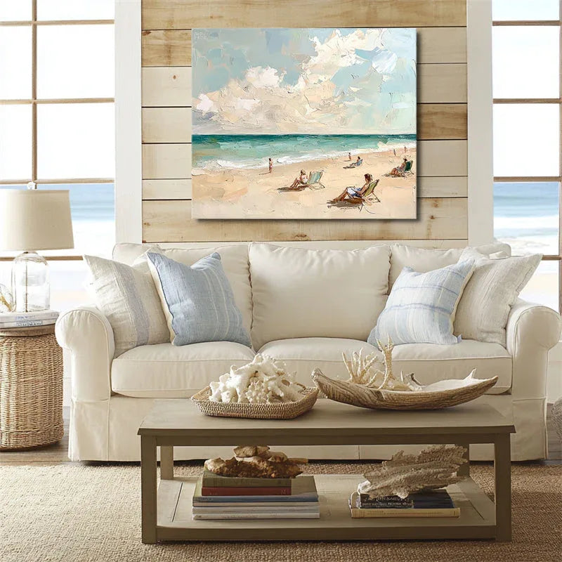 Coastal Reverie-Texture Wall Art of Hand Drawn Minimalist Seaside Vacation