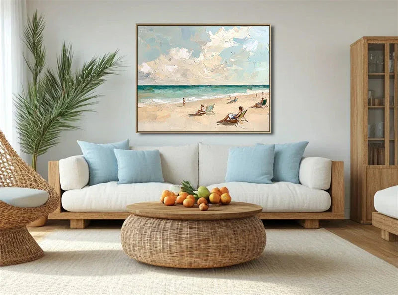 Coastal Reverie-Texture Wall Art of Hand Drawn Minimalist Seaside Vacation